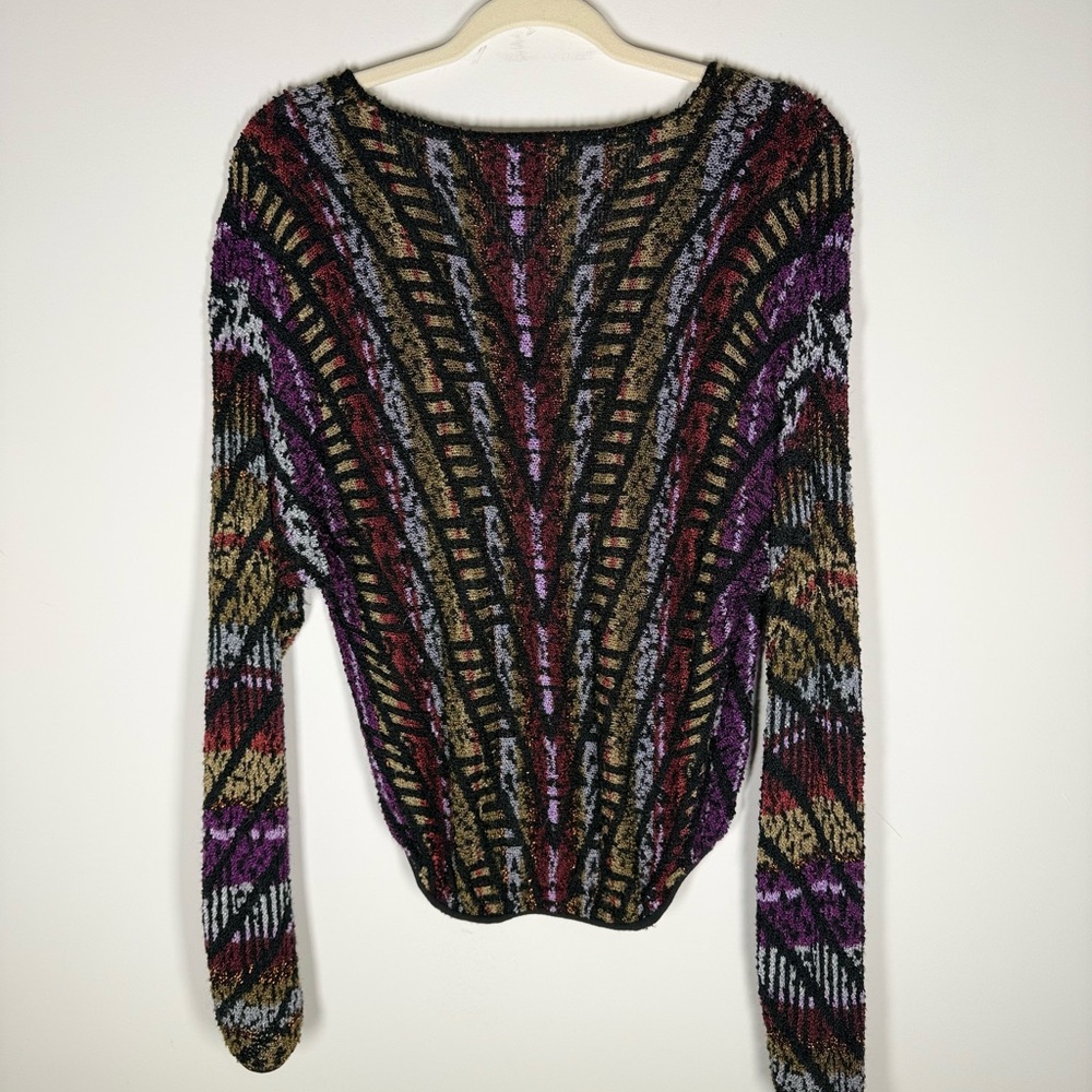 VTG Brenda French French Rags Hand Loomed 3D Knit V-Neck Sweater - Coogi Style - Picture 4 of 4